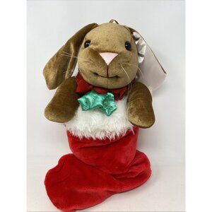 Vintage Velveteen Rabbit Red Christmas Stocking Stuffed Animal Plush 18”
